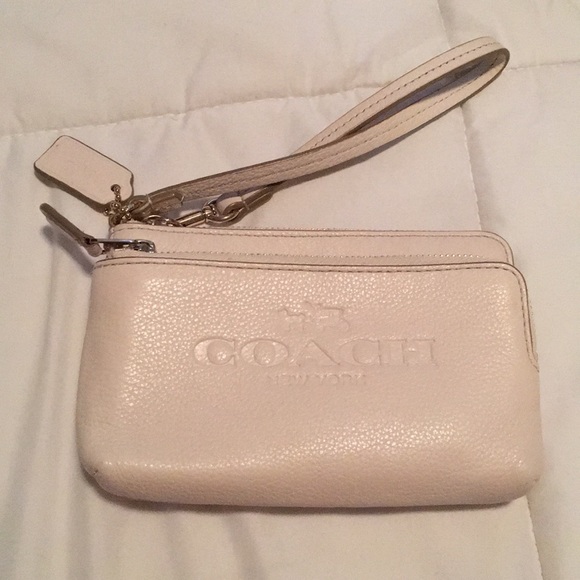 White/cream coach wristlet - Picture 1 of 4